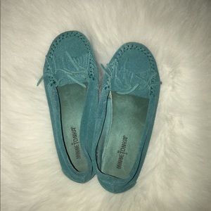 Teal Suede Moccassins